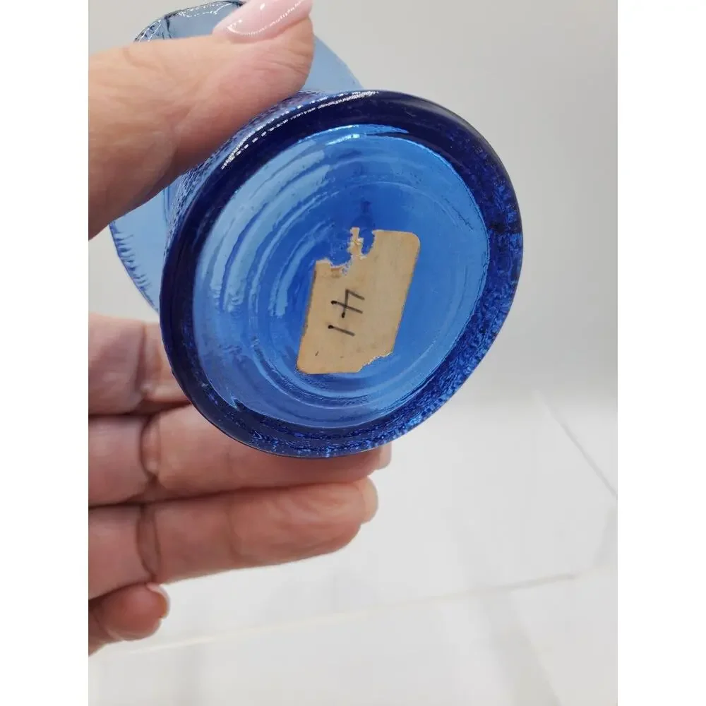 Vintage Cobalt Blue Glass Top Hat Ashtray Tobacco Toothpick 3